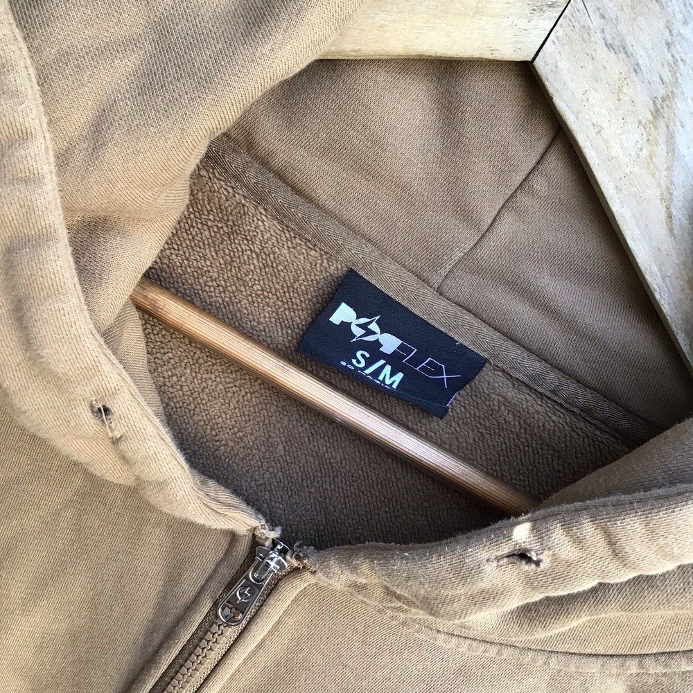 POPFLEX Women's S/M Cropped Oversized Zip Up Hoodie Tan Beige Missing Drawstring - Picture 4 of 7